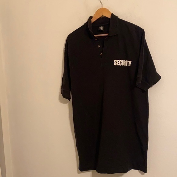 VINTAGE SECURITY BLACK SHORT SLEEVE POLO XL - Picture 1 of 3